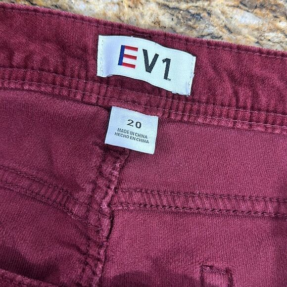 EV1 Y2K Velvet Maroon Stretchy Slim Fit Pants Jeans Size 20 - Picture 5 of 9